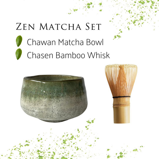 Matcha set, inlcudes chawan matcha bowl and a chasen bamboo whisk