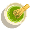 Icon of a traditional chasen bamboo whisk in a matcha bowl, symbolizing Japanese tea preparation.