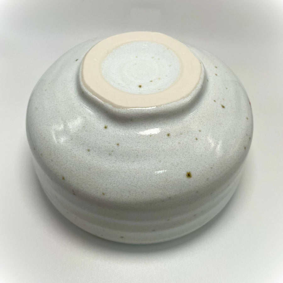 Product image of our hand painted, Japanese crafted Sakura Matcha Tea Bowl (base view)