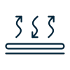 Icon representing airtight storage with upward arrows, used to illustrate freshness protection for matcha powder.