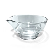 Clear glass matcha bowl with pouring spout, ideal for modern tea preparation and easy matcha transfer into cups or bottles