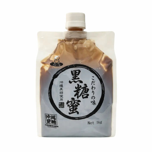 Okinawa black sugar syrup (kokuto) 1kg pouch from Japan, rich molasses-style brown sugar syrup for drinks and desserts