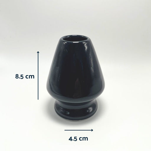 Suikaen Takayama chasen holder dimensions showing height 8.5 cm and base diameter 4.5 cm, traditional Japanese matcha whisk stand